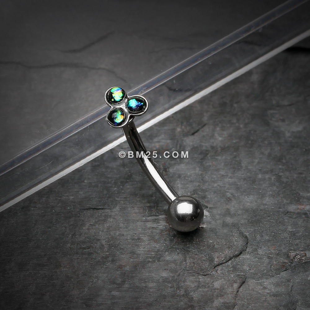 Detail View 1 of Trinity Opal Sparkle Curved Barbell Ring-Black