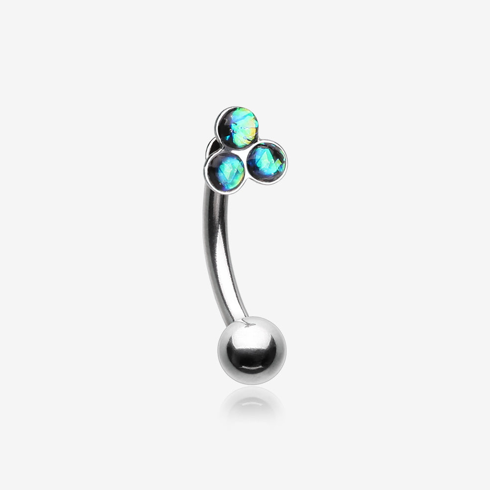 Trinity Opal Sparkle Curved Barbell Ring-Black