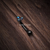 Detail View 2 of Blackline Trinity Opal Sparkle Curved Barbell Ring-Black/Black