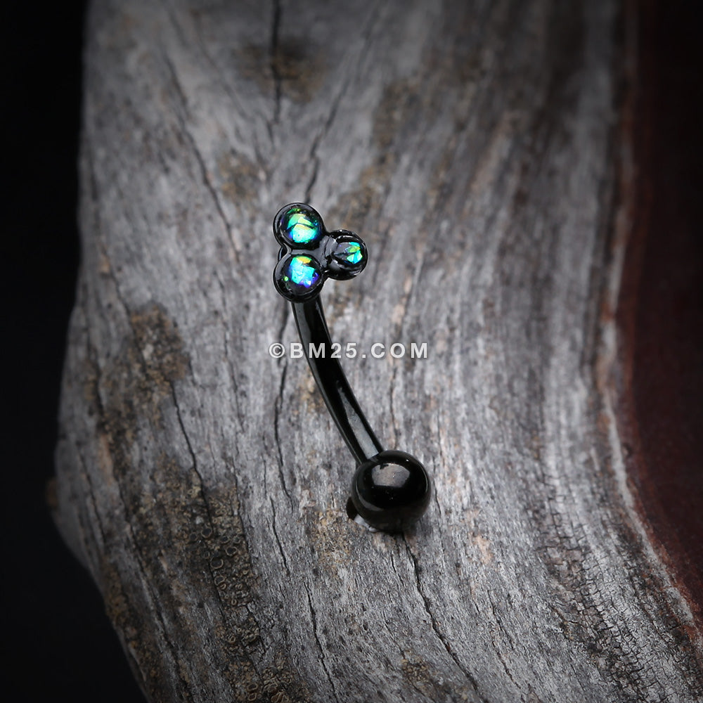 Detail View 3 of Blackline Trinity Opal Sparkle Curved Barbell Ring-Black/Black