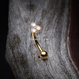 Detail View 3 of Golden Trinity Opal Sparkle Curved Barbell Ring-White
