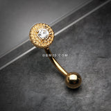 Detail View 1 of Golden Grand Sparkle Gem Eyebrow Curved Barbell Ring-Clear Gem