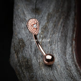 Detail View 3 of Rose Gold Aria Sparkle Teardrop Curved Barbell Ring-Clear Gem