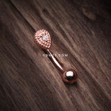 Detail View 2 of Rose Gold Aria Sparkle Teardrop Curved Barbell Ring-Clear Gem