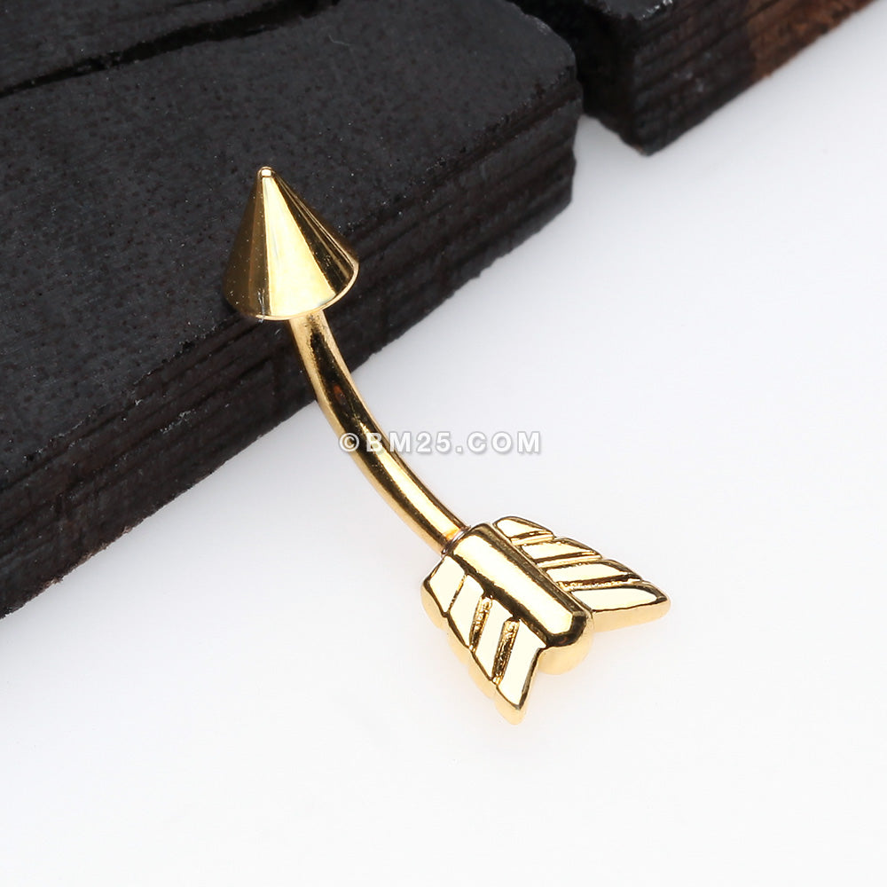 Detail View 1 of Golden Classic Arrow Steel Curved Barbell Ring