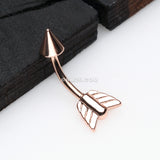 Detail View 1 of Rose Gold Classic Arrow Steel Curved Barbell Ring