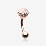 Rose Gold Ariel's Shell Sparkle Curved Barbell-Aurora Borealis