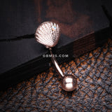 Detail View 1 of Rose Gold Ariel's Shell Sparkle Curved Barbell-Aurora Borealis