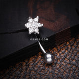 Detail View 1 of Spring Flower Sparkle Curved Barbell-Clear Gem