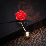 Detail View 1 of Golden Romantic Rose Blossom Curved Barbell-Red