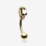 Golden Apocalyptic Skull Head Curved Barbell