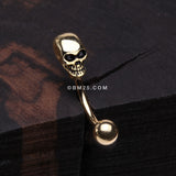 Detail View 1 of Golden Apocalyptic Skull Head Curved Barbell