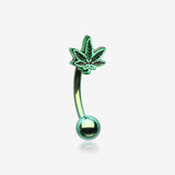 Colorline Cannabis Pot Leaf Curved Barbell-Green