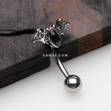 Detail View 1 of Victorian Goth Bat Sparkle Curved Barbell-Black