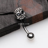 Detail View 1 of Calavera Skull Sparkle Curved Barbell-Black