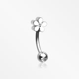 Grand Plumeria Sparkle Flower Curved Barbell-Clear