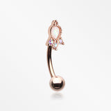 Rose Gold Victorian Adorn Opalescent Sparkle Curved Barbell