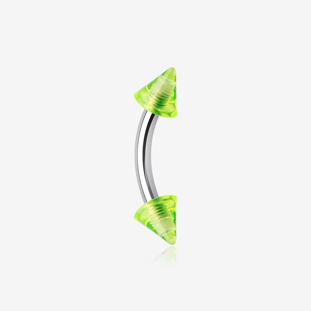 Acrylic Spike Curved Barbell Eyebrow Ring-Green