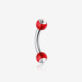 Acrylic Gem Ball Curved Barbell Eyebrow Ring-Red/Clear