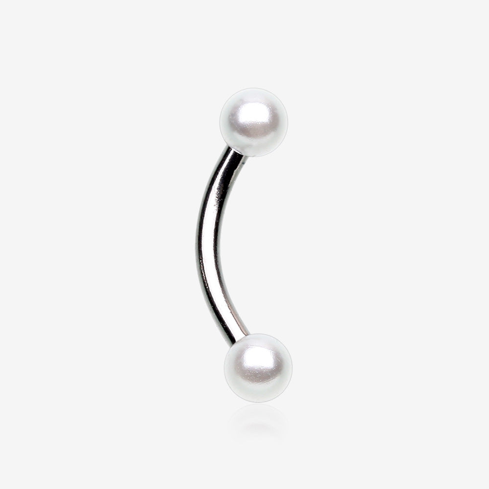 Luster Pearlescent Ball Ends Curved Barbell-White