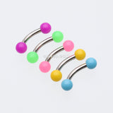 Detail View 1 of Neon Acrylic Curved Barbell Eyebrow Ring-Green
