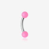 Neon Acrylic Curved Barbell Eyebrow Ring-Pink