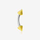 Neon Acrylic Spike Ends Curved Barbell Eyebrow Ring-Yellow