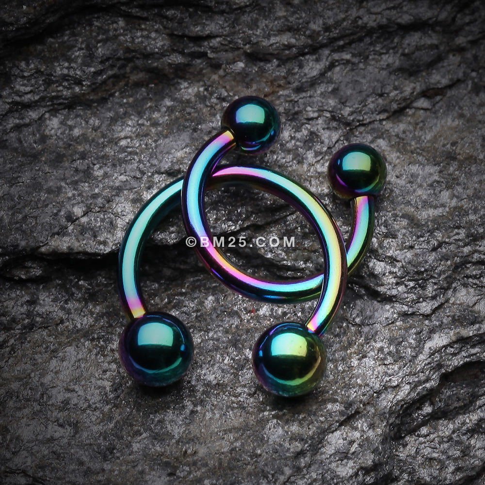 Detail View 1 of Colorline PVD Basic Horseshoe Circular Barbell-Rainbow