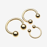 Gold Plated Basic Horseshoe Circular Barbell-Gold