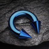 Detail View 1 of Colorline PVD Basic Spike Top Horseshoe Circular Barbell-Blue