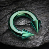 Detail View 1 of Colorline PVD Basic Spike Top Horseshoe Circular Barbell-Green