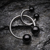 Detail View 1 of Colorline PVD Ball Ends Steel Horseshoe Circular Barbell-Black