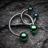 Detail View 1 of Colorline PVD Ball Ends Steel Horseshoe Circular Barbell-Green