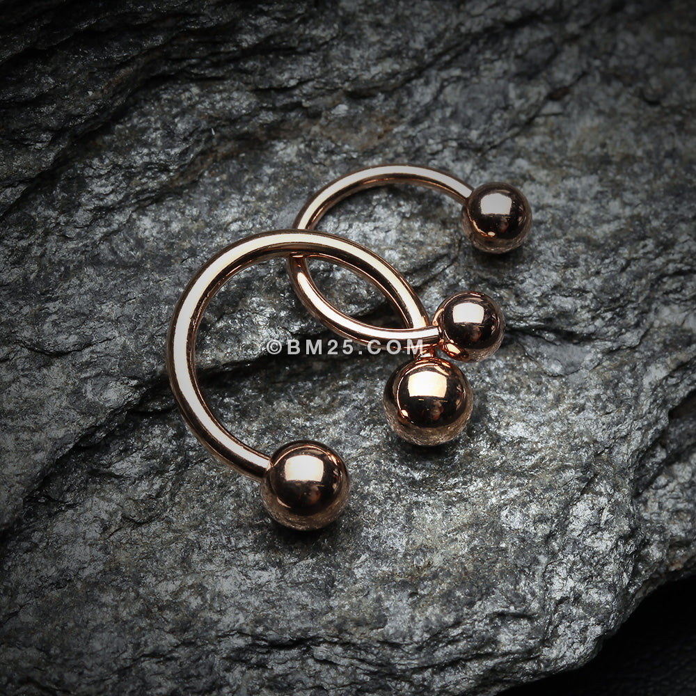Detail View 1 of Rose Gold Plated Basic Horseshoe Circular Barbell
