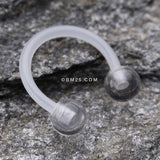 UV Acrylic Flexible Shaft Horseshoe Circular Barbell-Clear Gem