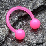 UV Acrylic Flexible Shaft Horseshoe Circular Barbell-Pink