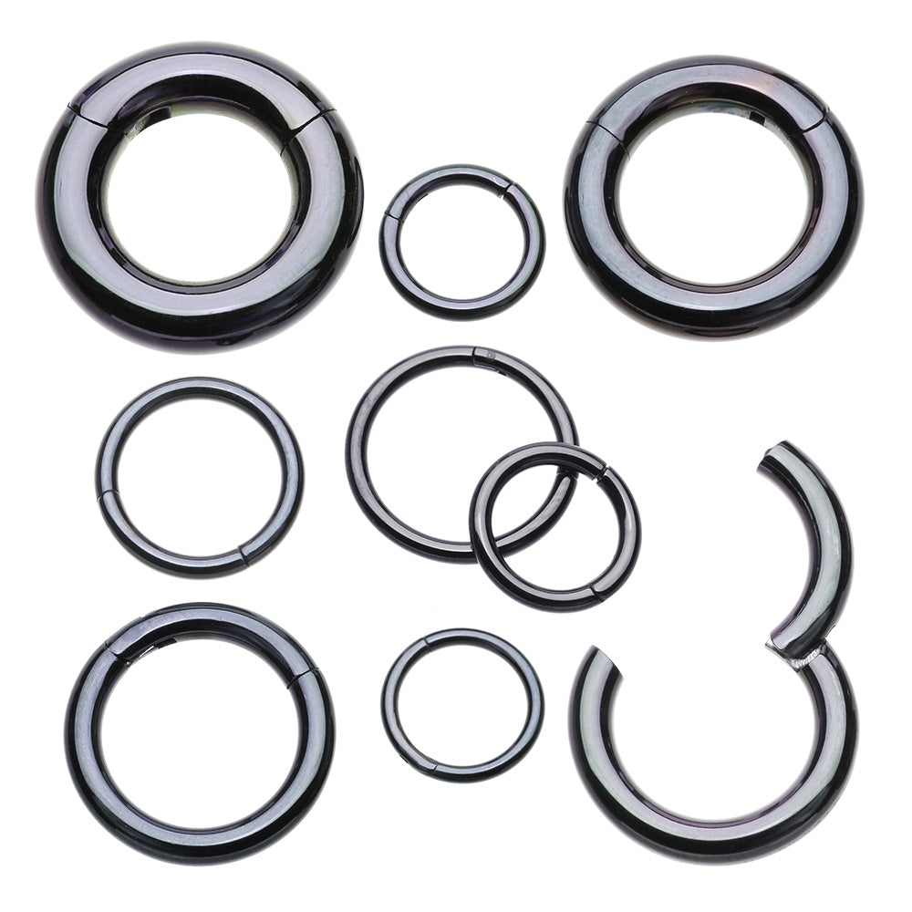 Colorline Steel Seamless Hinged Clicker Hoop Ring-Black