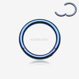 Detail View 1 of Colorline Steel Seamless Hinged Clicker Hoop Ring-Blue