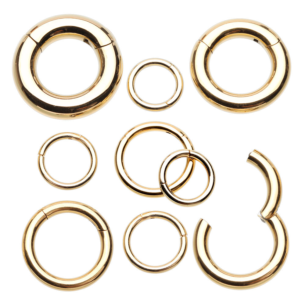 Gold Plated Seamless Hinged Clicker Hoop Ring