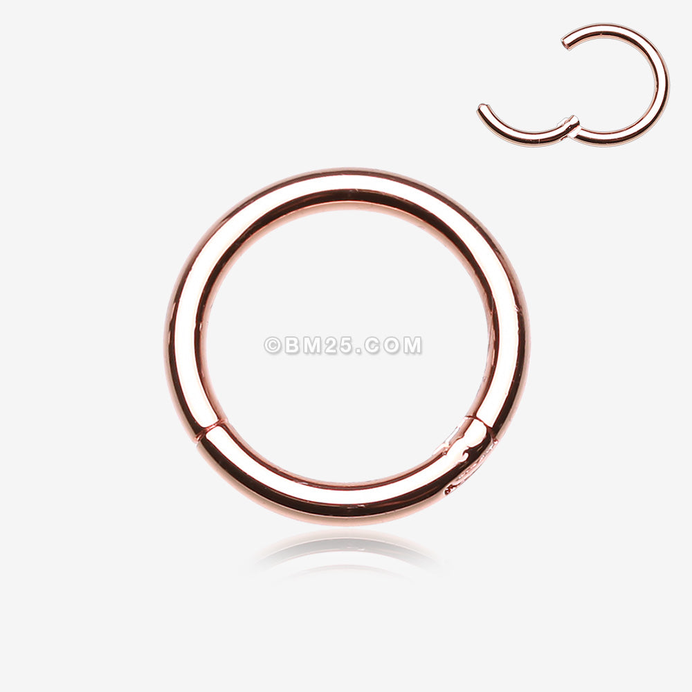 Detail View 1 of Rose Gold Plated Seamless Hinged Clicker Hoop Ring