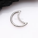 Detail View 1 of Brilliant Sparkle Gem Lined Crescent Moon Seamless Clicker Hoop Ring-Clear Gem