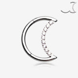 Brilliant Sparkle Gem Lined Crescent Moon Seamless Clicker Hoop Ring