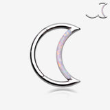 Fire Opal Lined Crescent Moon Seamless Clicker Hoop Ring