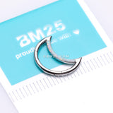 Detail View 2 of Fire Opal Lined Crescent Moon Seamless Clicker Hoop Ring-White Opal