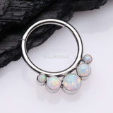 Detail View 1 of Fire Opal Quintuple Sparkle Seamless Clicker Hoop Ring-White