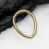 Detail View 1 of Golden Teardrop Eggy Steel Seamless Clicker Hoop Ring