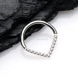 Detail View 1 of Brilliant Sparkle Chevron Seamless Clicker Hoop Ring-Clear Gem
