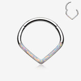 Fire Opal Lined Sparkle Chevron Seamless Clicker Hoop Ring