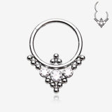 Royal Majestic Sparkle Beads Seamless Clicker Hoop Ring