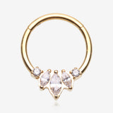Golden Marquise Brilliance Multi-Gem Sparkle Seamless Clicker Hoop Ring
